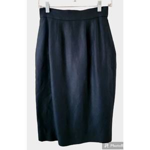 PBM Women Black Linen Blend Midi Straight Pencil Skirt Sz 4